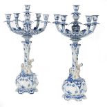 Pair of Royal Copenhagen Blue Fluted Candelabra