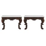 Pair of Victorian Marble-Top Console Tables