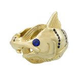 Gentleman's Ann Korman Sapphire "Fish" Ring