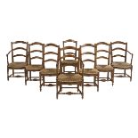 Eight French Provincial Fruitwood Dining Chairs