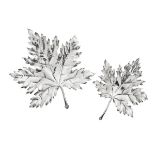 Pair of Buccellati Sterling Maple Leaf Dishes