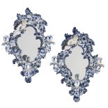 Pair of Dresden-Style Porcelain Mirrored Sconces