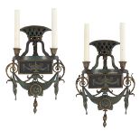 Pair of Enameled Metal Sconces