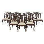 16 George III-Style Carved Mahogany Dining Chairs