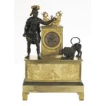 French Empire Bronze Dore et Patine Figural Clock