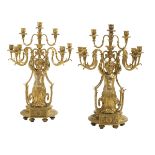 Pair of French Gilded Age Gilt-Bronze Candelabra