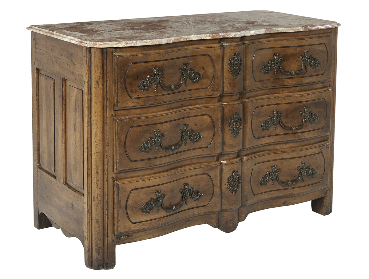 Regence-Style Fruitwood and Marble-Top Commode - Image 2 of 2