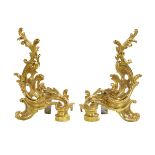 Pair of Louis XV-Style Gilt-Bronze Chenets