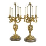 Pair of French Gilt-Bronze Candelabra