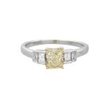 Yellow and White Diamond Ring