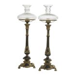 Pair of Bronze and Porcelain Lamp Standards