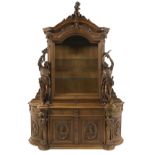 Fine Italian Carved Walnut Figural Cabinet