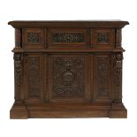 Continental Carved Walnut Figural Cabinet/Bar