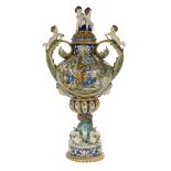 Italian Majolica Covered Urn