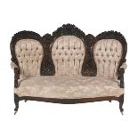 Rare Rosewood Settee, Attributed Belter