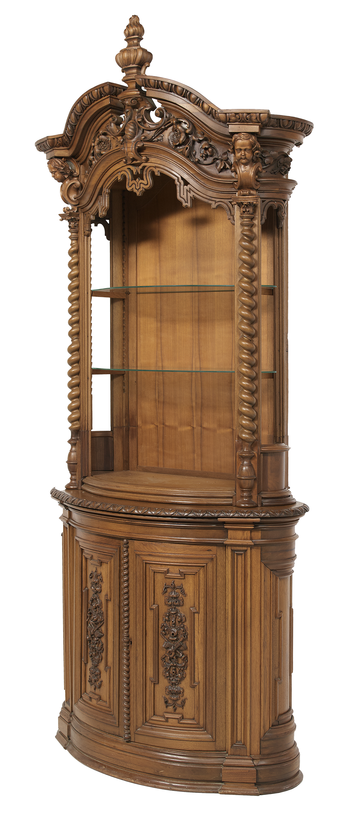 American Carved Walnut Vitrine/Cabinet - Image 2 of 6