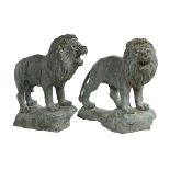 Pair of Bronze Statues of Lions