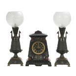 French Egyptian Revival Clock Set