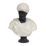 White Onyx and Black Marble Bust of a Moor