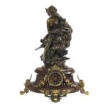 French Neo-Grec Bronze and Marble Clock