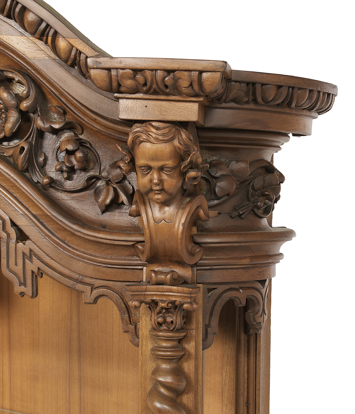 American Carved Walnut Vitrine/Cabinet - Image 5 of 6