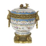 French Bronze-Mounted Sevres-Style Potpourri Urn