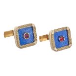 Pair of Ruby and Enamel Cufflinks