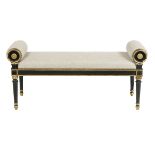 Directoire-Style Ebonized and Parcel-Gilt Bench