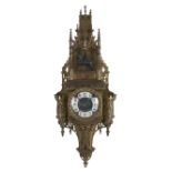 Unusual French Gothic Revival Bronze Cartel Clock
