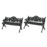Pair of Victorian-Style "Dog and Fern" Benches