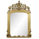 Rococo Revival Giltwood Overmantel Mirror