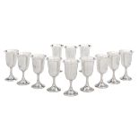 Set of 12 American Sterling Silver Water Goblets