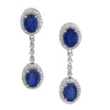 Pair of Sapphire and Diamond Earrings