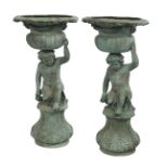 Pair of Neoclassical Bronze Garden Urns