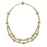 Beautiful Italian Emerald and Diamond Necklace