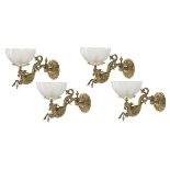 Set of Four American Bronze Gas Sconces