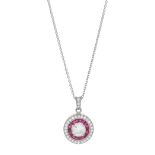 Diamond and Ruby Pendant with Chain