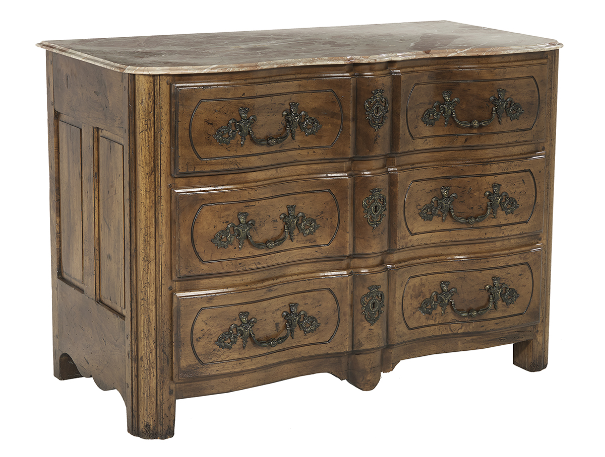 Regence-Style Fruitwood and Marble-Top Commode - Image 2 of 2