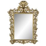 Exceptional Italian Baroque-Style Giltwood Mirror
