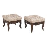 Pair of American Rococo Revival Rosewood Stools