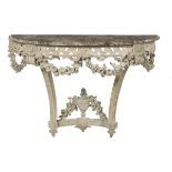 Louis XVI Pickled Oak Marble-Top Console Table