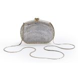 Judith Leiber Full Silver Crystal Minaudiere