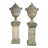 Pr. of Neoclassical-Style Garden Urns & Pedestals