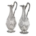 Good Pair of Victorian Sterling Silver Wine Ewers