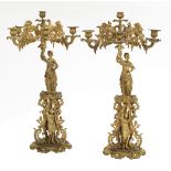 Pair of French Neo-Grec Gilt-Bronze Candelabra