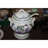 A large stemmed Portmeirion ''Botanical Garden'' soup Tureen, lid and ladle.