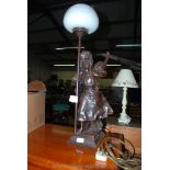 A heavy modern electric Lamp depicting a girl.