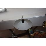 A white china ceiling Light with finial, 33cm.