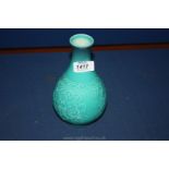 A Beswick ''Turquoise Cathay'' china Vase with raised floral decoration, 7'' tall.