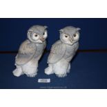 A pair of Nao Owls by Lladro, 7'' tall.
